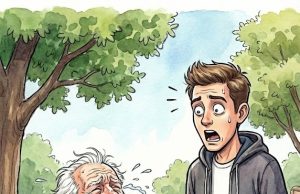 An old man is sitting on a park bench crying his eyes out.