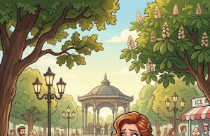 A blonde was walking her dogs