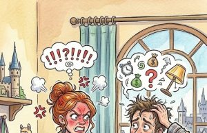 A wife arrives home after a long shopping trip