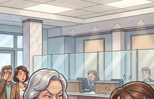 An elderly woman walked into a bank one afternoon