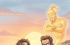 A husband and wife were walking along the beach