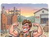 A Strong Young Man At A Construction Site.