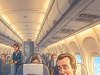 A stranger was seated next to Little Johnny on the plane