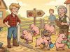 A government man approaches a pig farmer