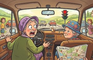 Two senior ladies were out for a Sunday drive