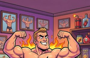 A blonde woman met a muscular bodybuilder at a bar